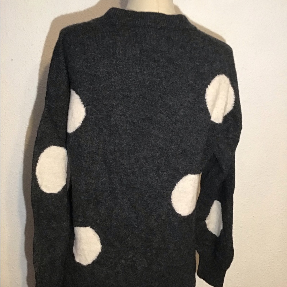 Madewell dotted Bartlett v-neck charcoal sweater size small - Picture 7 of 11